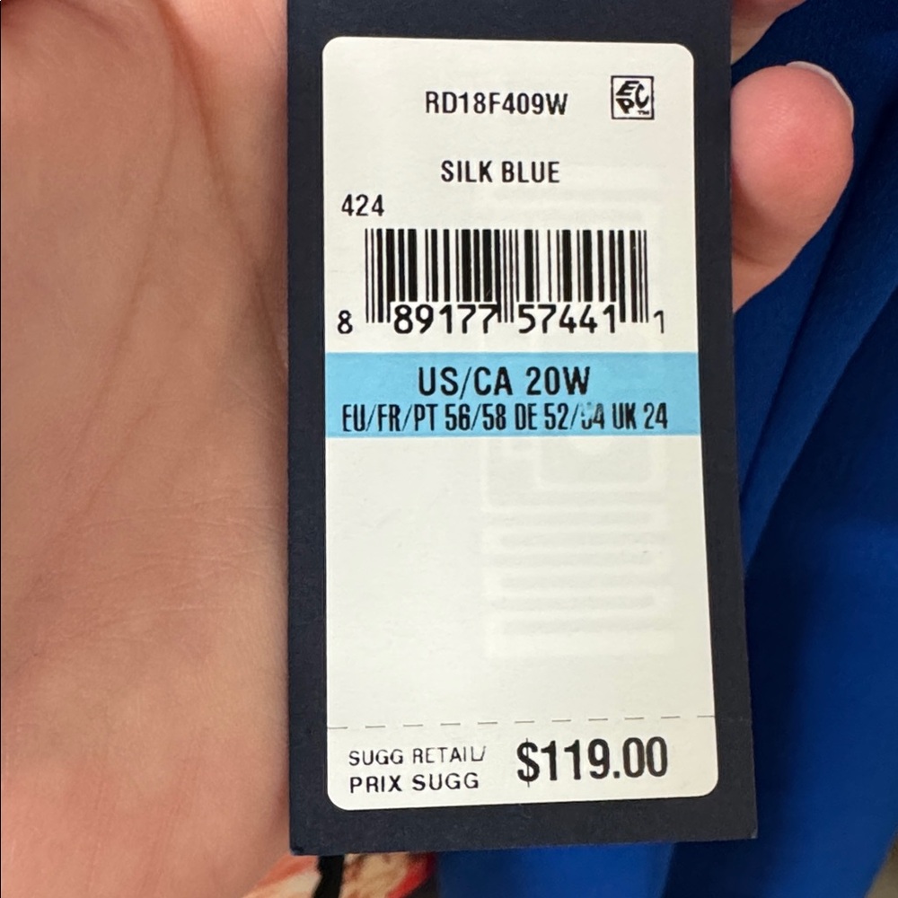 NWT Rachel Rachel Roy blue cocktail dress 20W - Picture 4 of 4